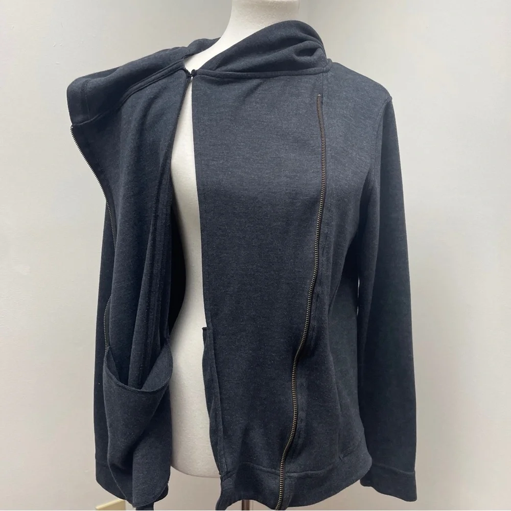 Women's Asymmetrical Zip Gray Jacket - Picture 15 of 16